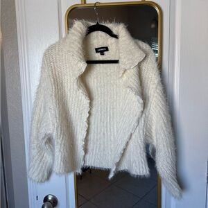Express Ivory White Winter Knit Cardigan Sweater
